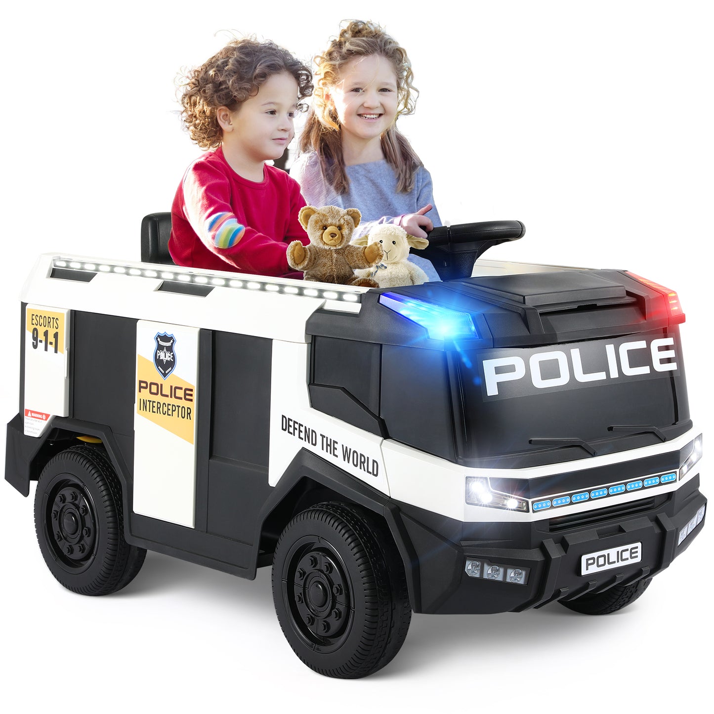 Lazy Buddy Kids Ride On Car 12V Electric Powered Red Fire Truck Toy w/ Remote Control, LED Lights, Siren for Toddler 3+