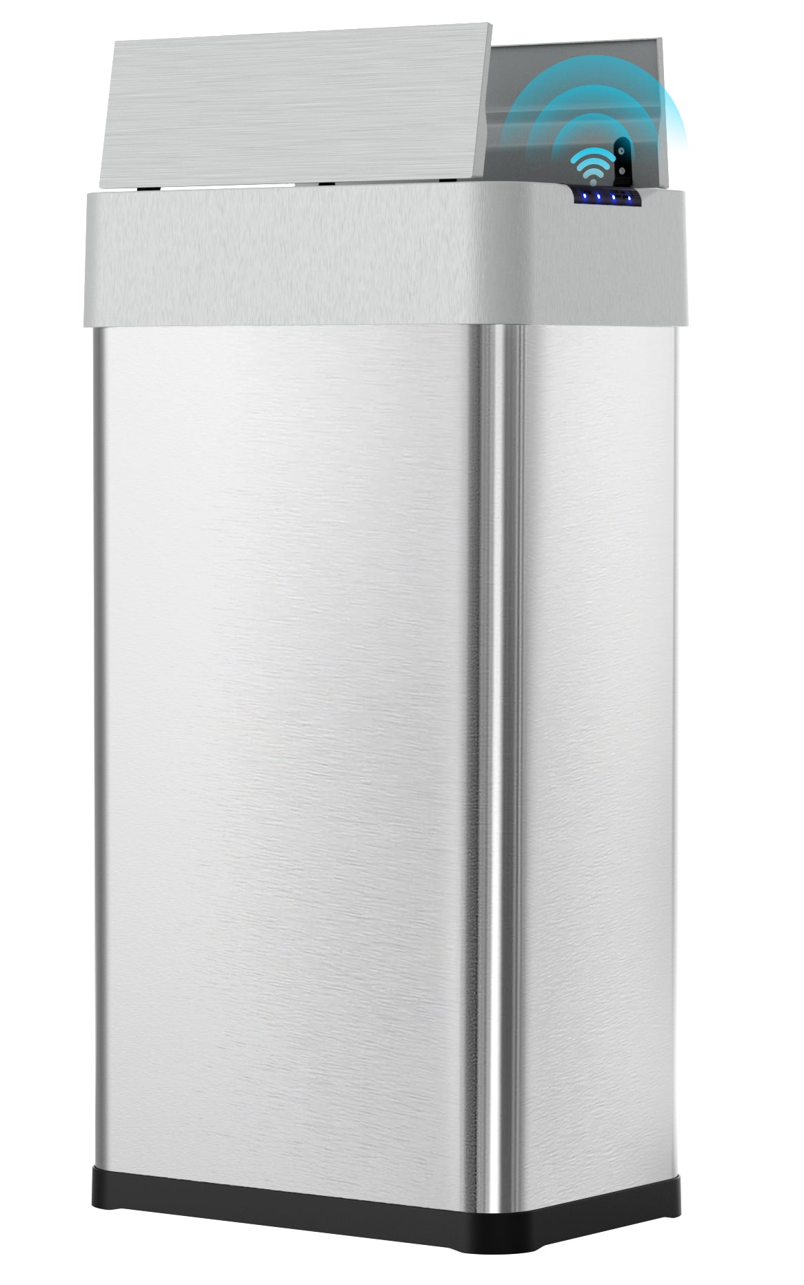 LAZY BUDDY 18.5/21.1 Gal Automatic Trash Can, Motion Sensor Garbage Bin W/ Soft-Close, Wings-Open Kitchen Trash Can for Living, Dining room, Kitchen, Silver Stainless Steel