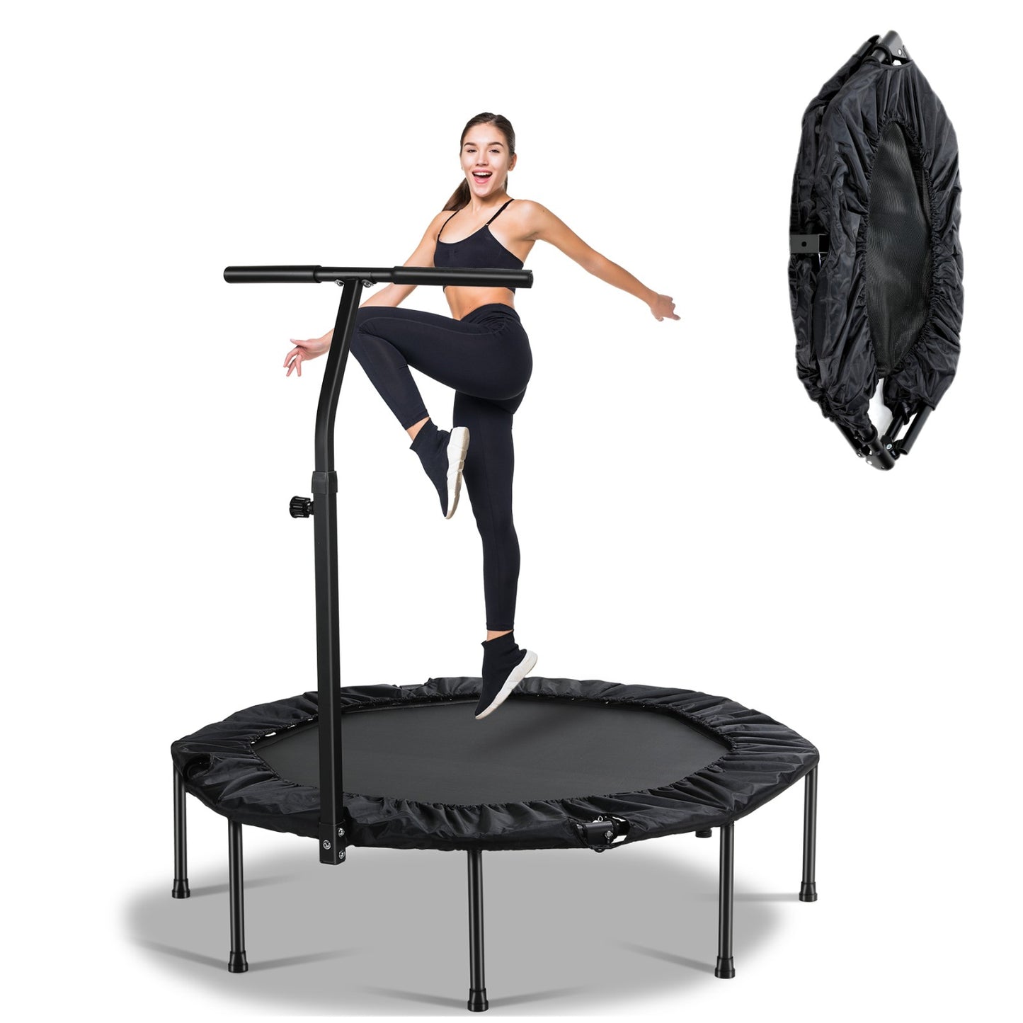 GARTIO 50" Fitness Trampoline Silent Mini Trampoline Bungee Rebounder Jumping Cardio Trainer Workout for Kids Adults Max Limit 330 lbs