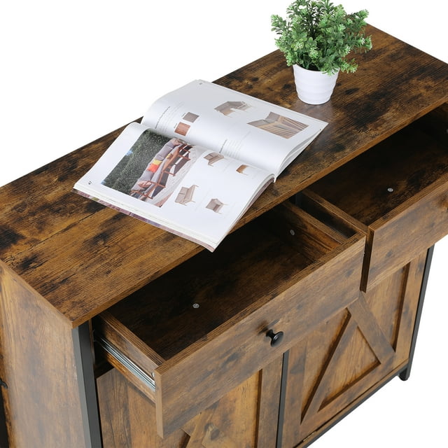 LAZY BUDDY Double Tilt Out Trash Cabinet, Wooden 20 Gallon Kitchen Garbage Can Holder Free Standing