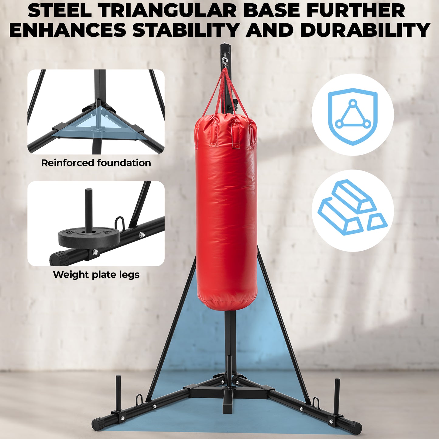 LAZY BUDDY Heavy Bag Stand, Height Adjustable Punching Bag Stand Holds Up to 150 lbs for Home Gym Fitness (without Boxing Bag)