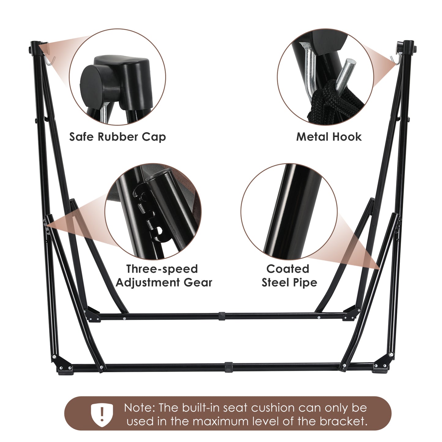 LAZY BUDDY 3 in 1 Hammock Stand, Outdoor Collapsible Swing Chair, w/Portable Foldable Heavy-Duty Steel Stand Holds up to 350 lbs, Carrying Bag, Thick Durable PU Easy Set Up for Porch,Patio,Garden,Camping