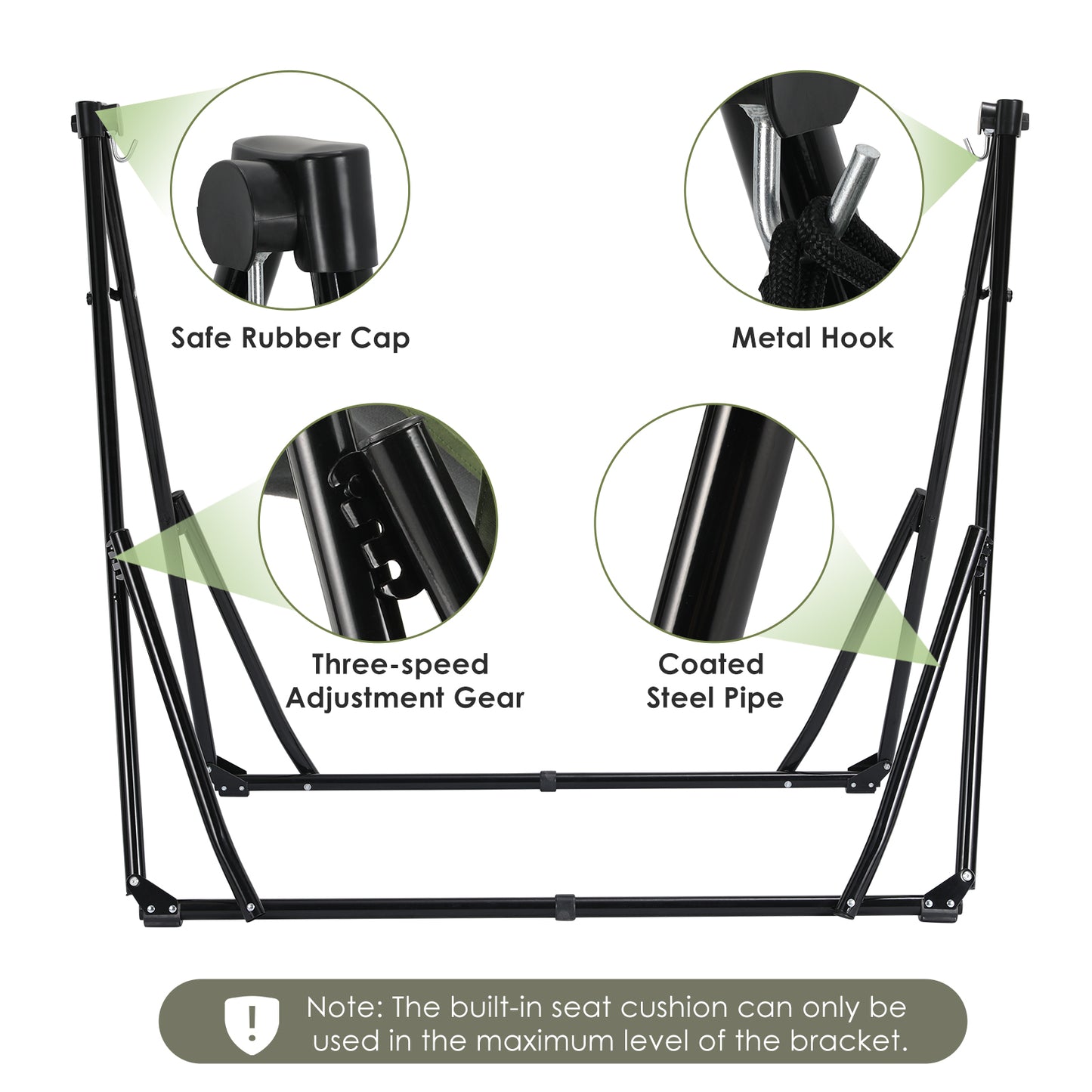 LAZY BUDDY 3 in 1 Hammock Stand, Outdoor Collapsible Swing Chair, w/Portable Foldable Heavy-Duty Steel Stand Holds up to 350 lbs, Carrying Bag, Thick Durable PU Easy Set Up for Porch,Patio,Garden,Camping