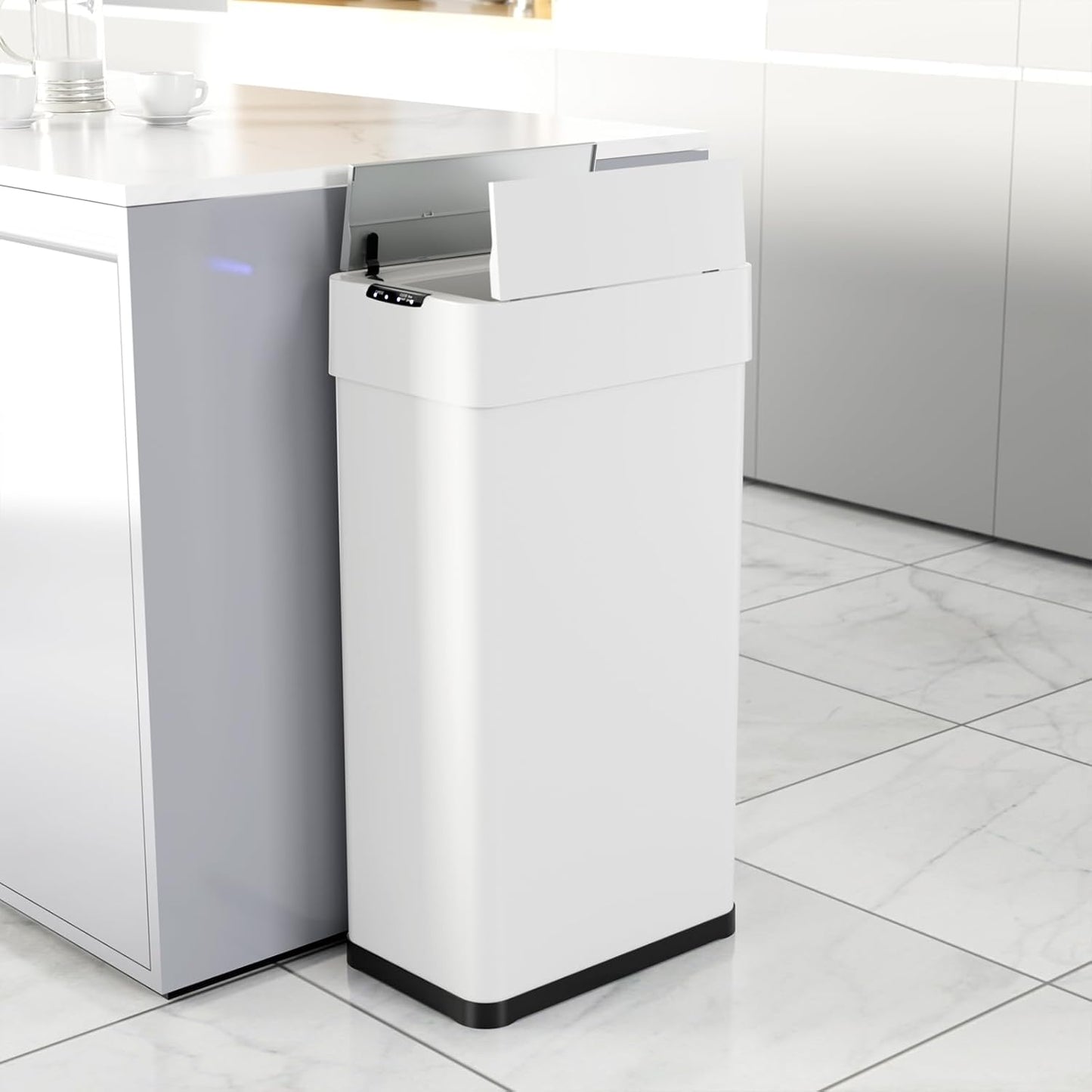 LAZY BUDDY 16 Gallon Automatic Stainless Steel Motion Sensor Trash Can, Smart Garbage Can with Lid for Living Room, Kitchen, Office