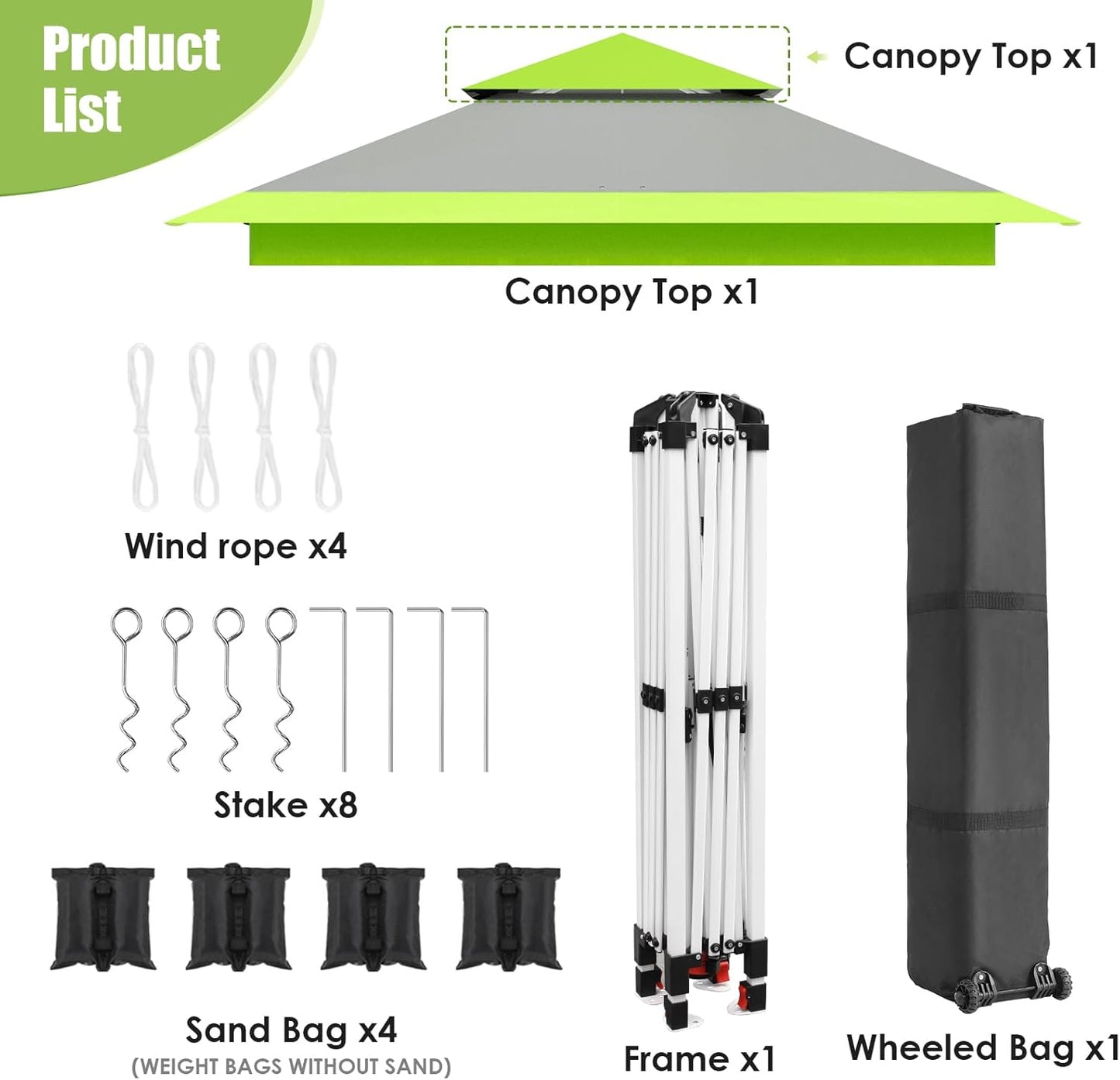 LAZY BUDDY 13'x13' Pop Up Canopy Tent with 1-Person Set up, Camping Instant Durable Shelter, Outdoor Gazebo Beach Shade with Wheeled Bag, 4 Sand Bags