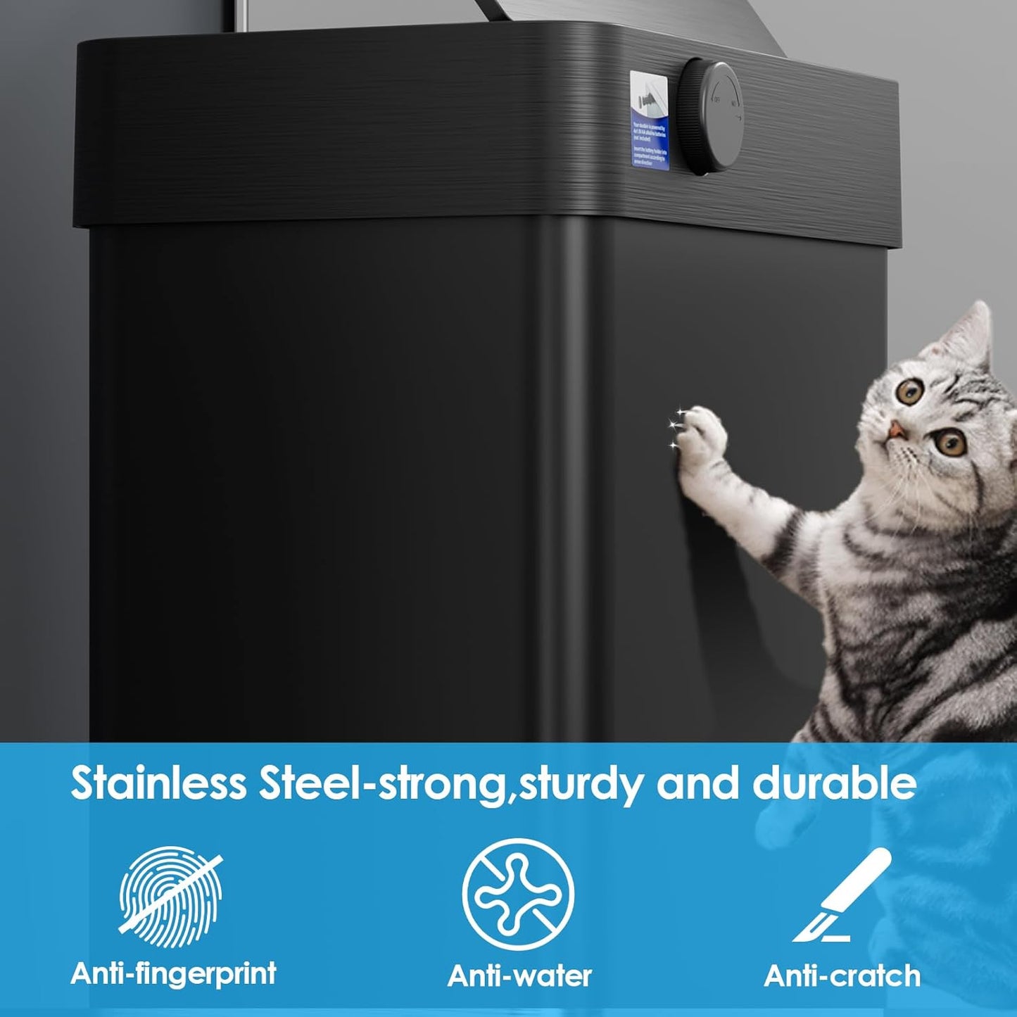 LAZY BUDDY 16 Gallon Motion Sensor Trash Can, Touchless Automatic Garbage Can, Stainless Steel, for Kitchen, Office, Bedroom, Living Room