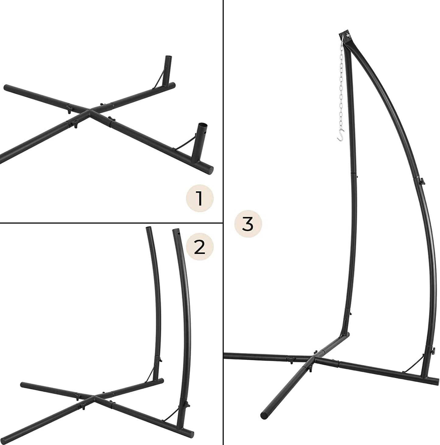 GARTIO Hammock Chair C-Stand, Steel Hammock Stand for Air Porch, Tree Tent, Lounger