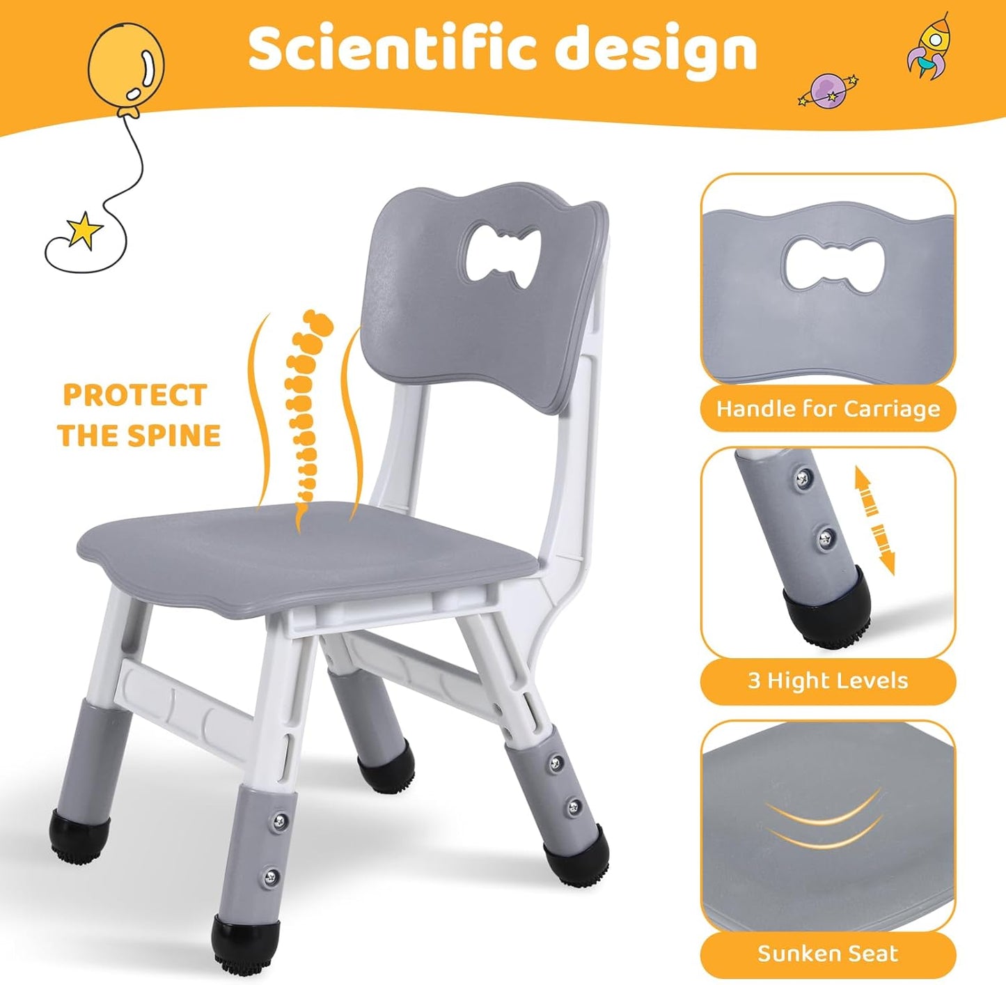 LAZY BUDDY Kids Table and 2 Chairs Set, Height Adjustable Toddler Play Activity Table with Graffiti Desktop for Playroom, Daycare