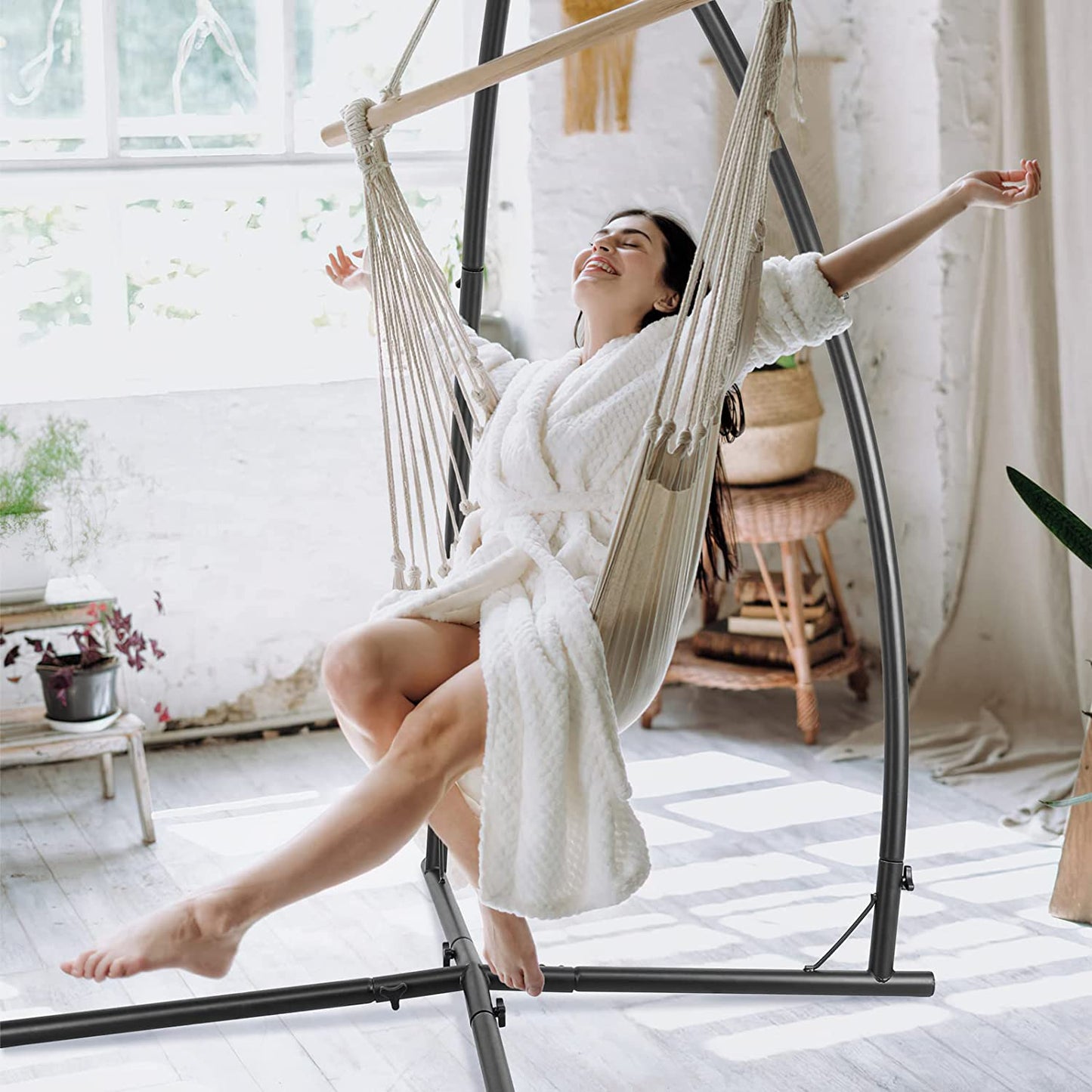 GARTIO Hammock Chair C-Stand, Steel Hammock Stand for Air Porch, Tree Tent, Lounger
