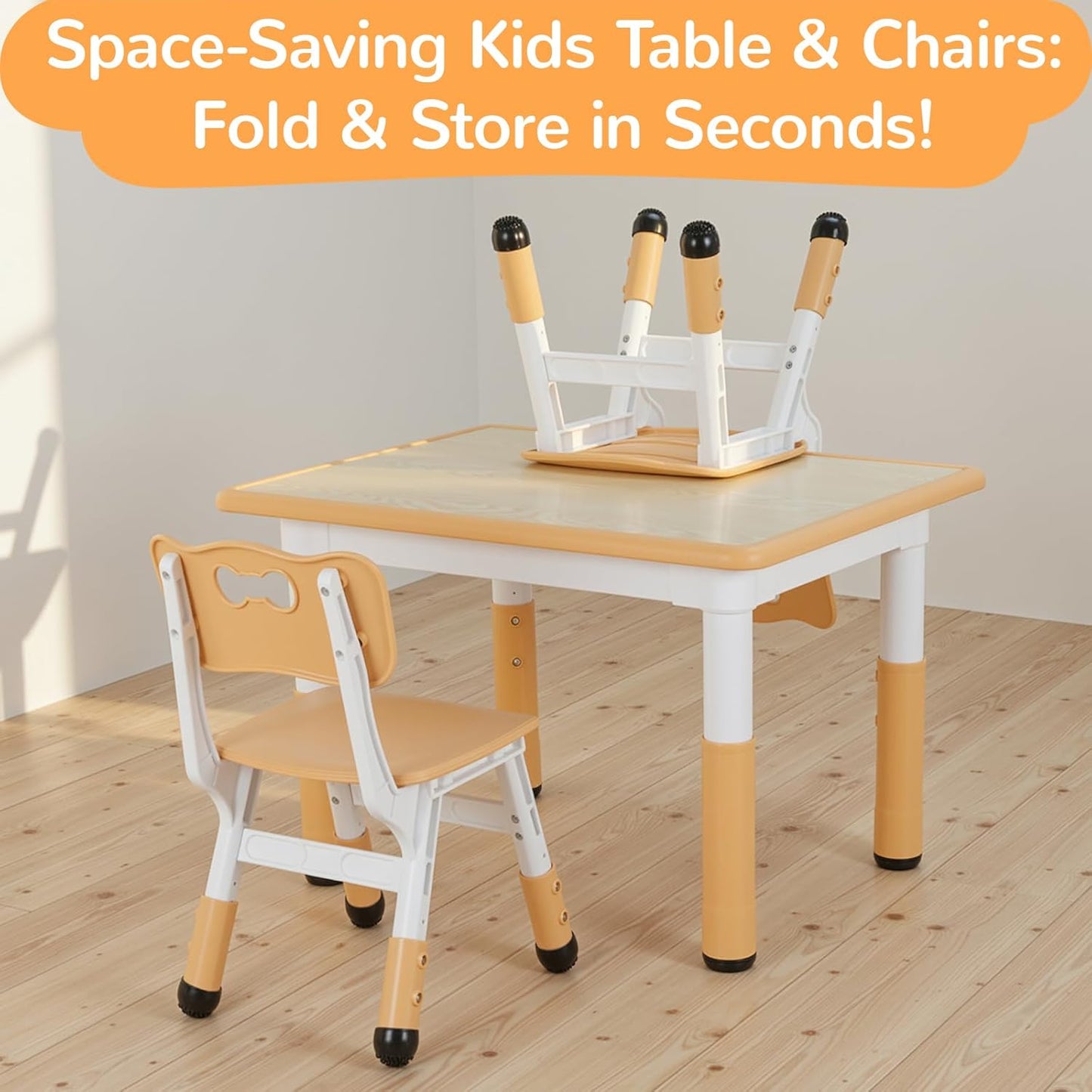 LAZY BUDDY Kids Table and 2 Chairs Set, Height Adjustable Toddler Play Activity Table Set for Children 3-8 Years