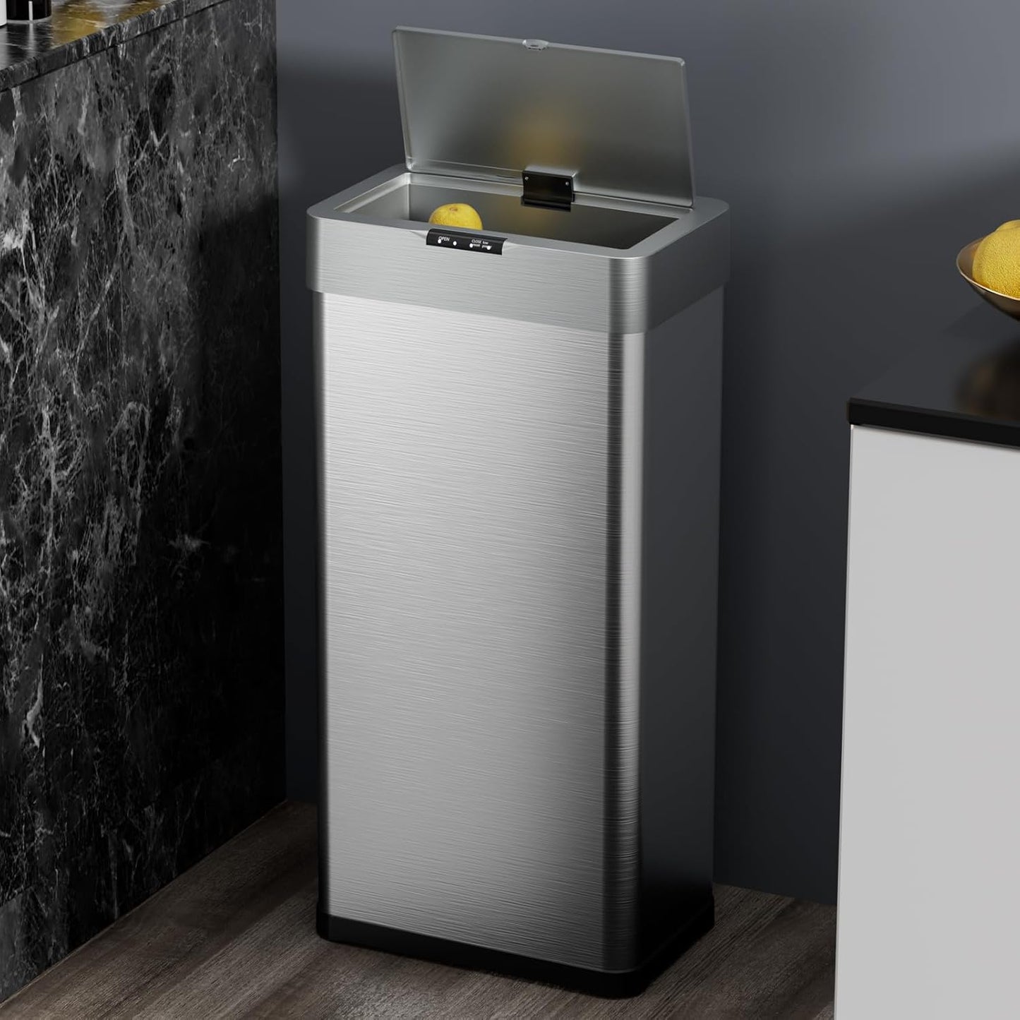 LAZY BUDDY 16 Gallon Motion Sensor Trash Can, Touchless Automatic Garbage Can, Stainless Steel, for Kitchen, Office, Bedroom, Living Room