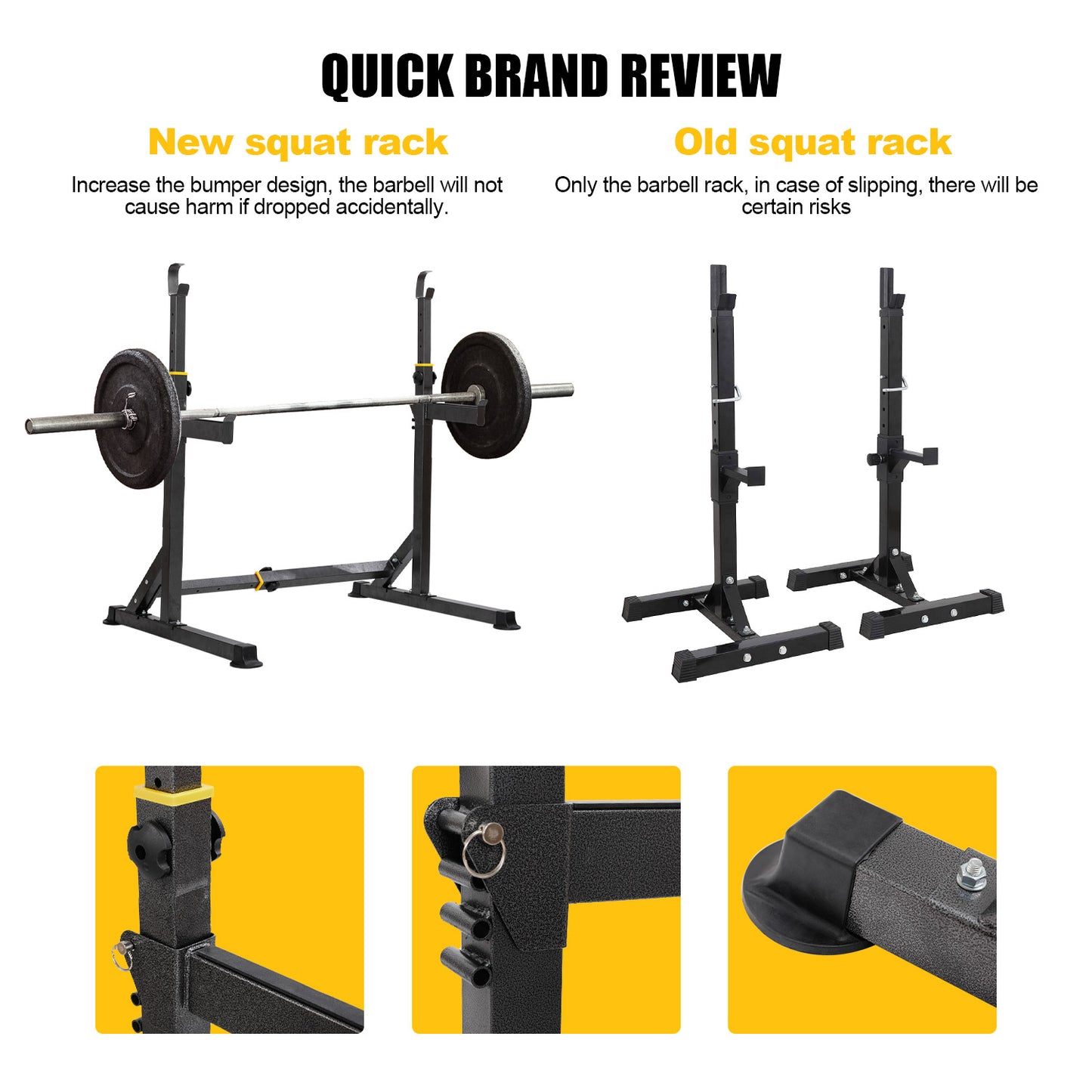 GARTIO Adjustable Squat Weight Rack Bench Press Weight Lifting Barbell Rack Stand Home Gym Fitness 570 LBS