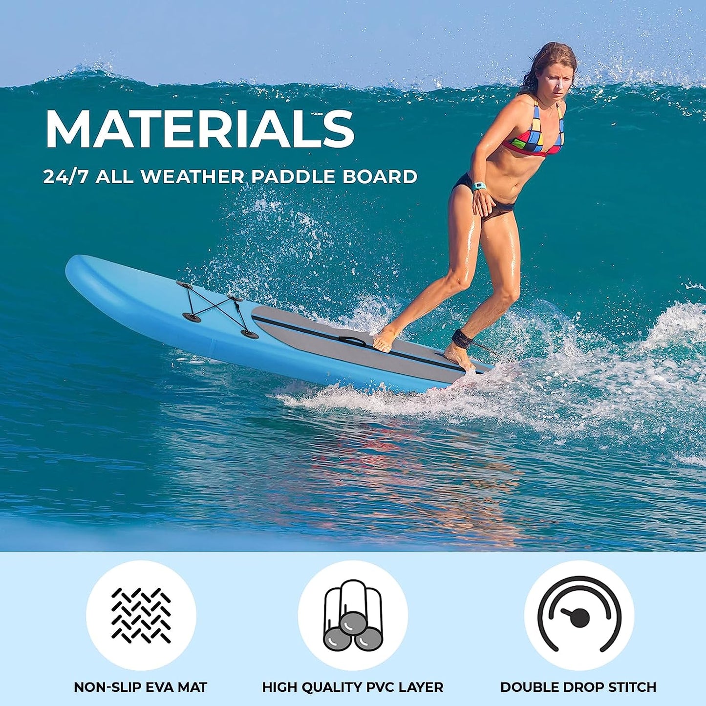 LAZY BUDDY Inflatable Paddle Boards, 10FT Stand Up Paddle Board Surfboard with Paddle, Pump, Bag and Fin
