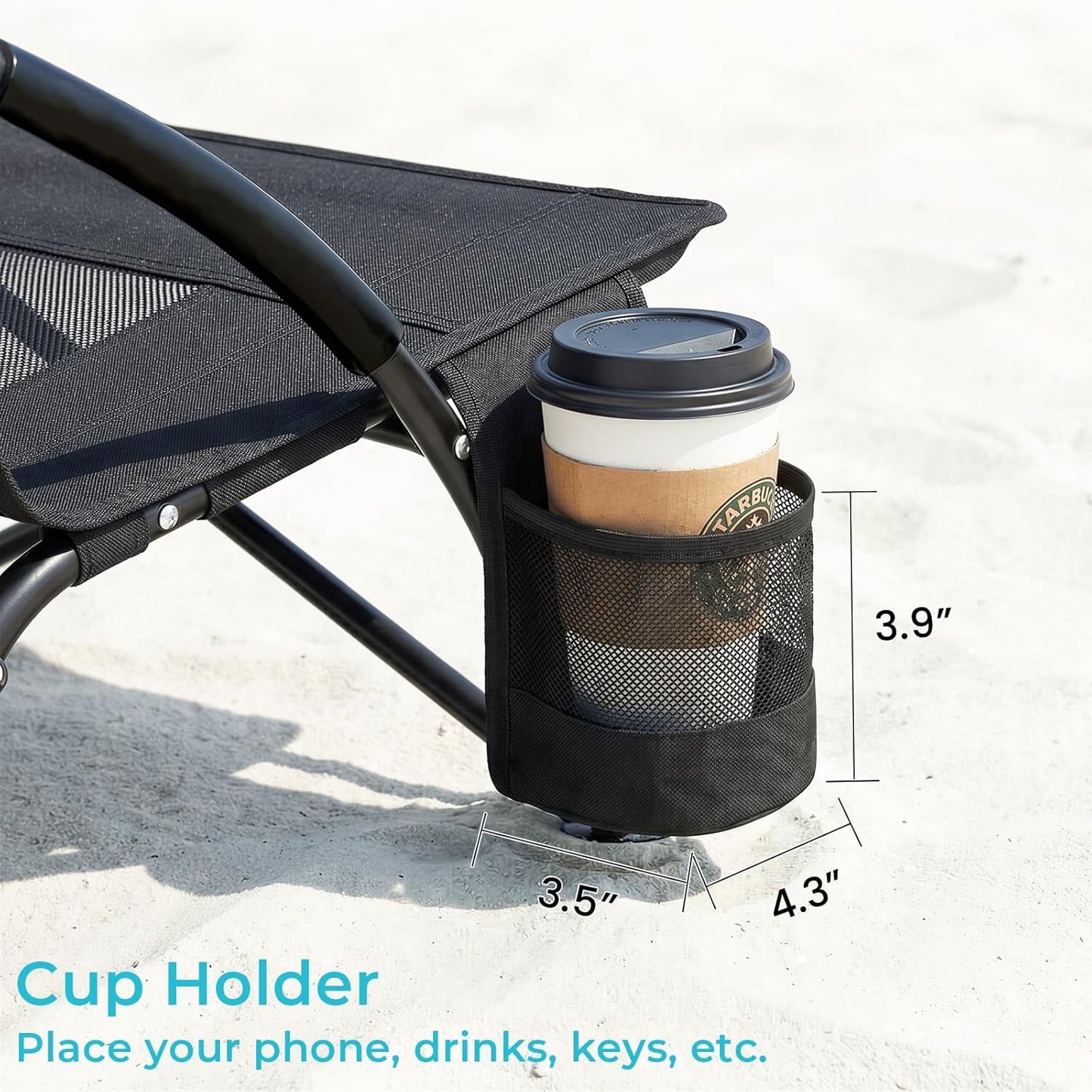LAZY BUDDY High Back Beach Chair Set of 2, Portable Folding Low Seat Chair for Camping, Beach, Outdoor Concert, 350lbs