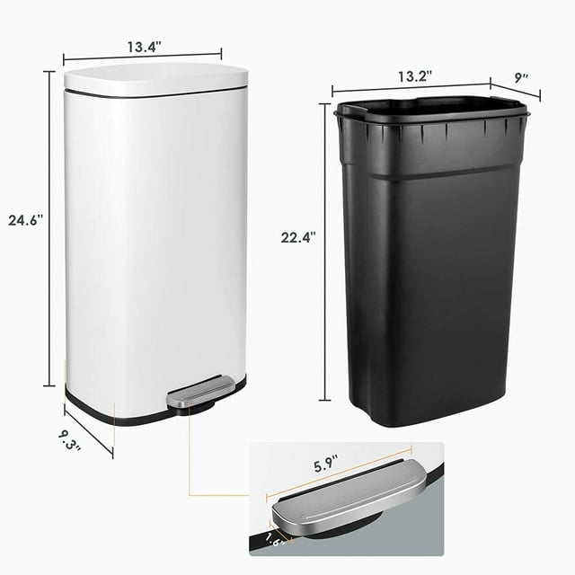 GARTIO 8 gal Stainless Steel Trash Can Kitchen Garbage Can