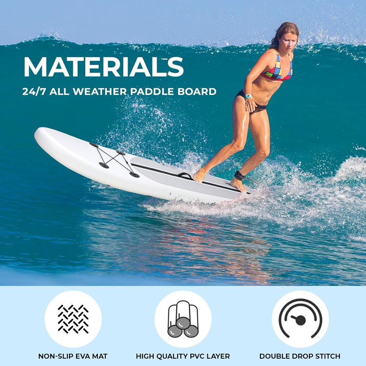 LAZY BUDDY Inflatable Paddle Boards, 10FT Stand Up Paddle Board Surfboard with Paddle, Pump, Bag and Fin