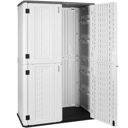 LAZY BUDDY Outdoor Storage Shed 65 Cu.ft , HDPE Resin Vertical Storage Cabinet 50.2" L x 29" W x 79.2" H, White