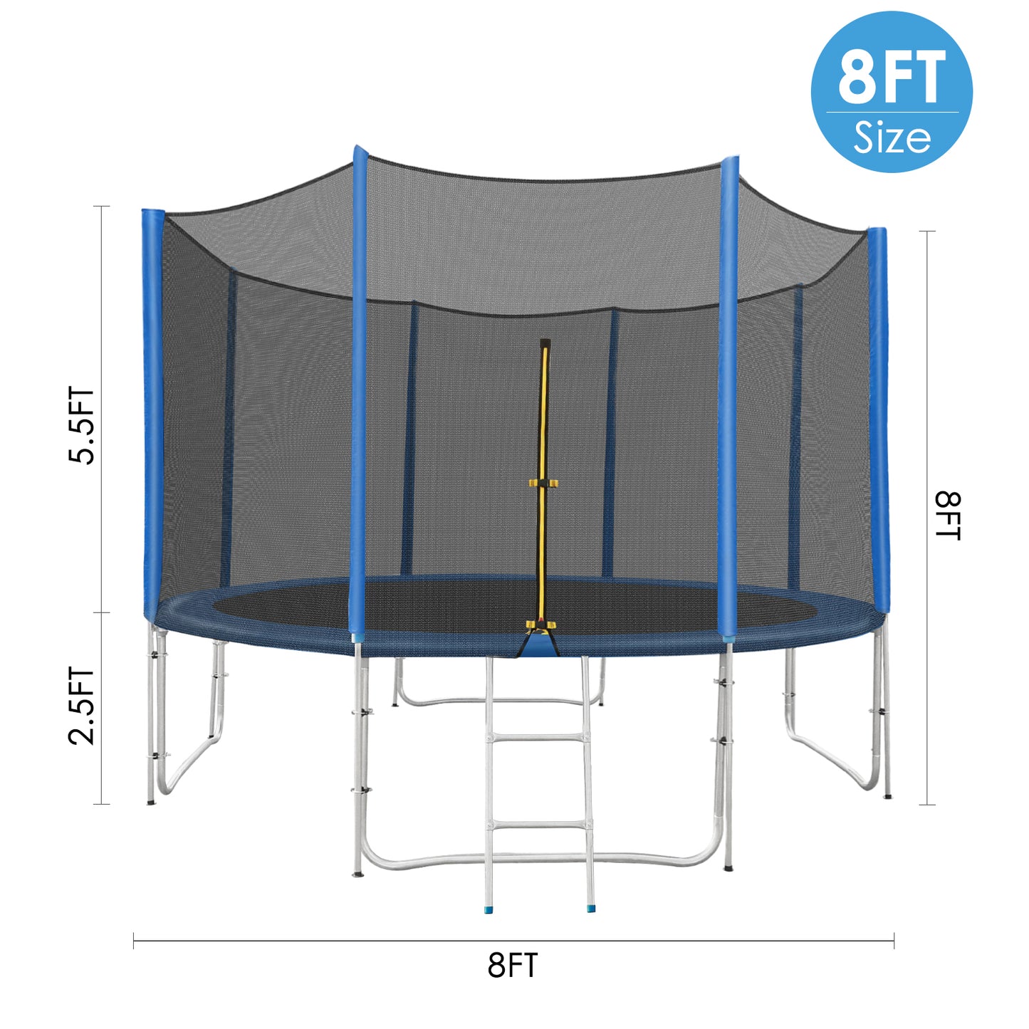 GARTIO 8/10FT Outdoor Backyard Recreational Trampoline with Safety Enclosure Net for Kids & Adults