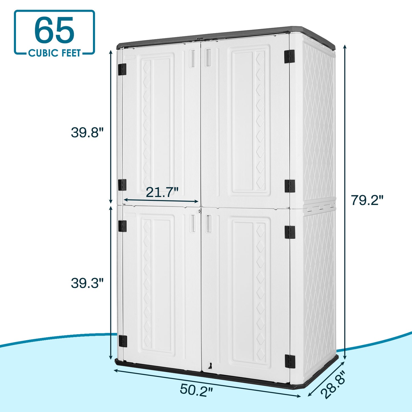 LAZY BUDDY Outdoor Storage Shed 65 Cu.ft , HDPE Resin Vertical Storage Cabinet 50.2" L x 29" W x 79.2" H, White