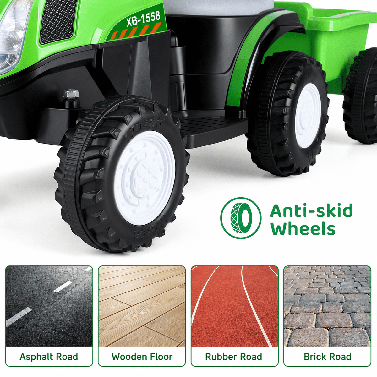 LAZY BUDDY 6V Kids Ride on Tractor with Trailer, Electric Ride on Toy for Children 3+. 55lbs