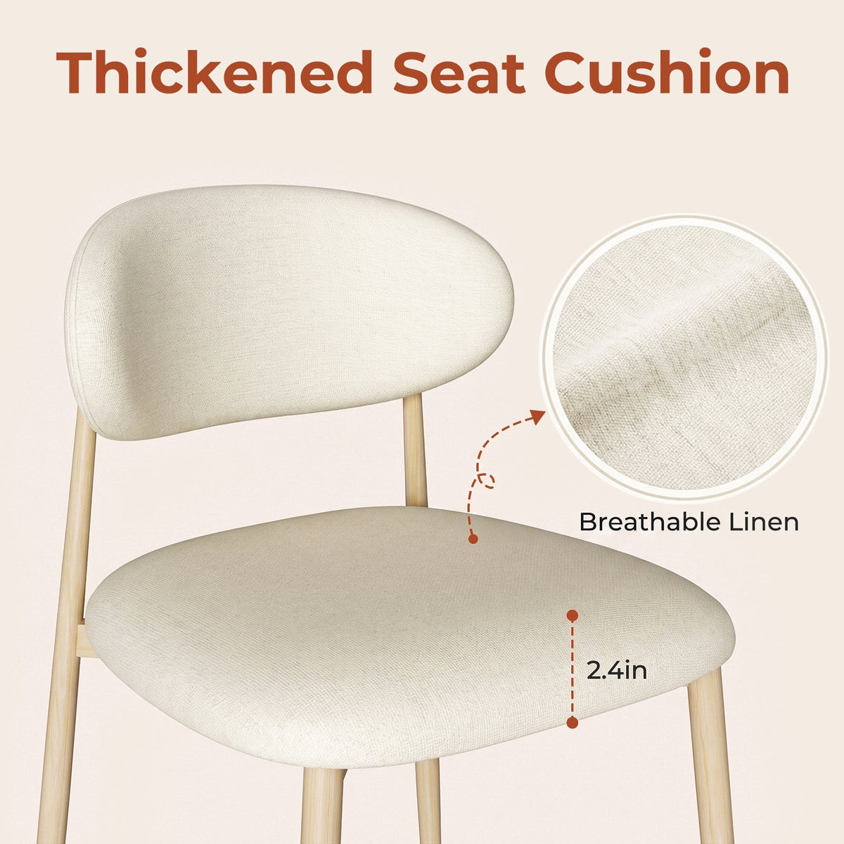 LAZY BUDDY Dining Chairs Set of 2/4, Upholstered Kitchen Chairs with Curved Backrest for Dining Room