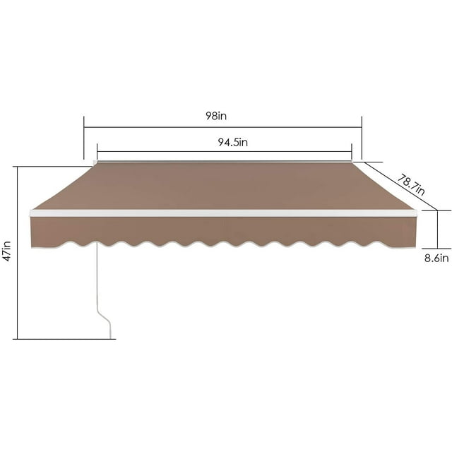 GARTIO Retractable Patio Awning Outdoor Window Sun Shade Cover with Crank Handle