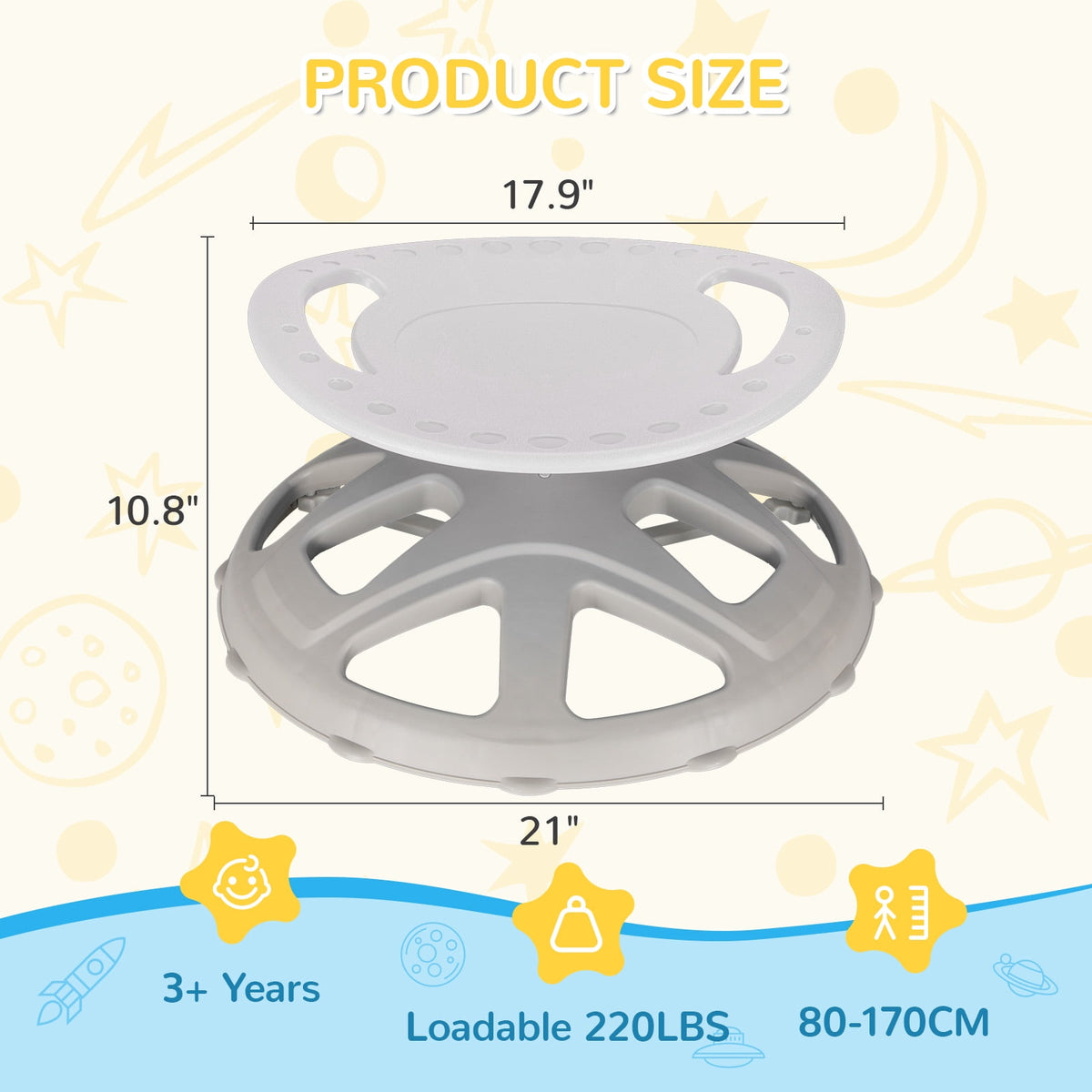 LAZY BUDDY Sensory Spinning Chair, Kids Swivel Chair with Safety Handles & Non-Slip Base, Sensory Toy for Toddler with Autism & ADHD