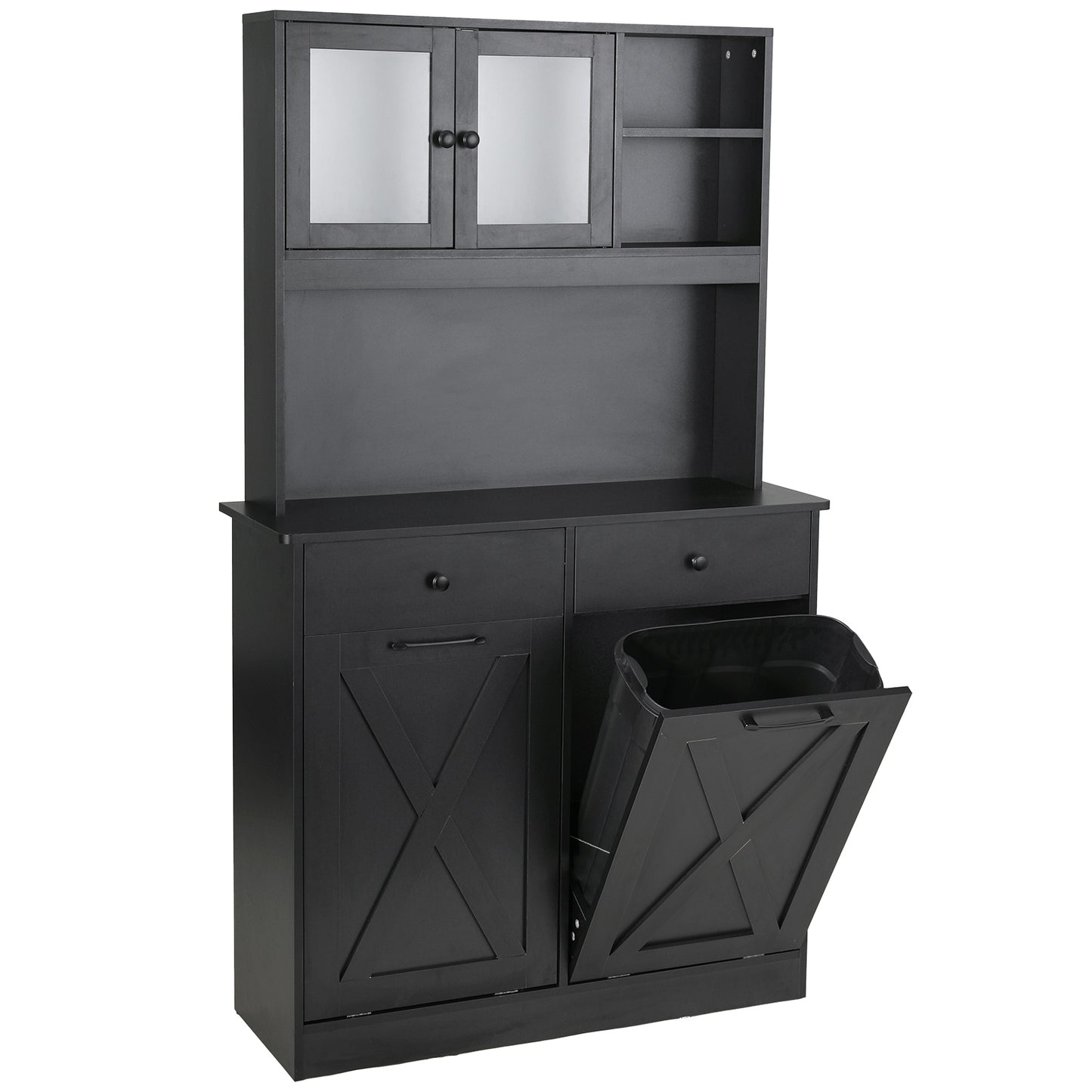 LAZY BUDDY Dual Tilt Out Trash Cabinet, 2 in 1 Kitchen Pantry Storage Cabinet, Hidden Garbage Holder 2 x 10 gal