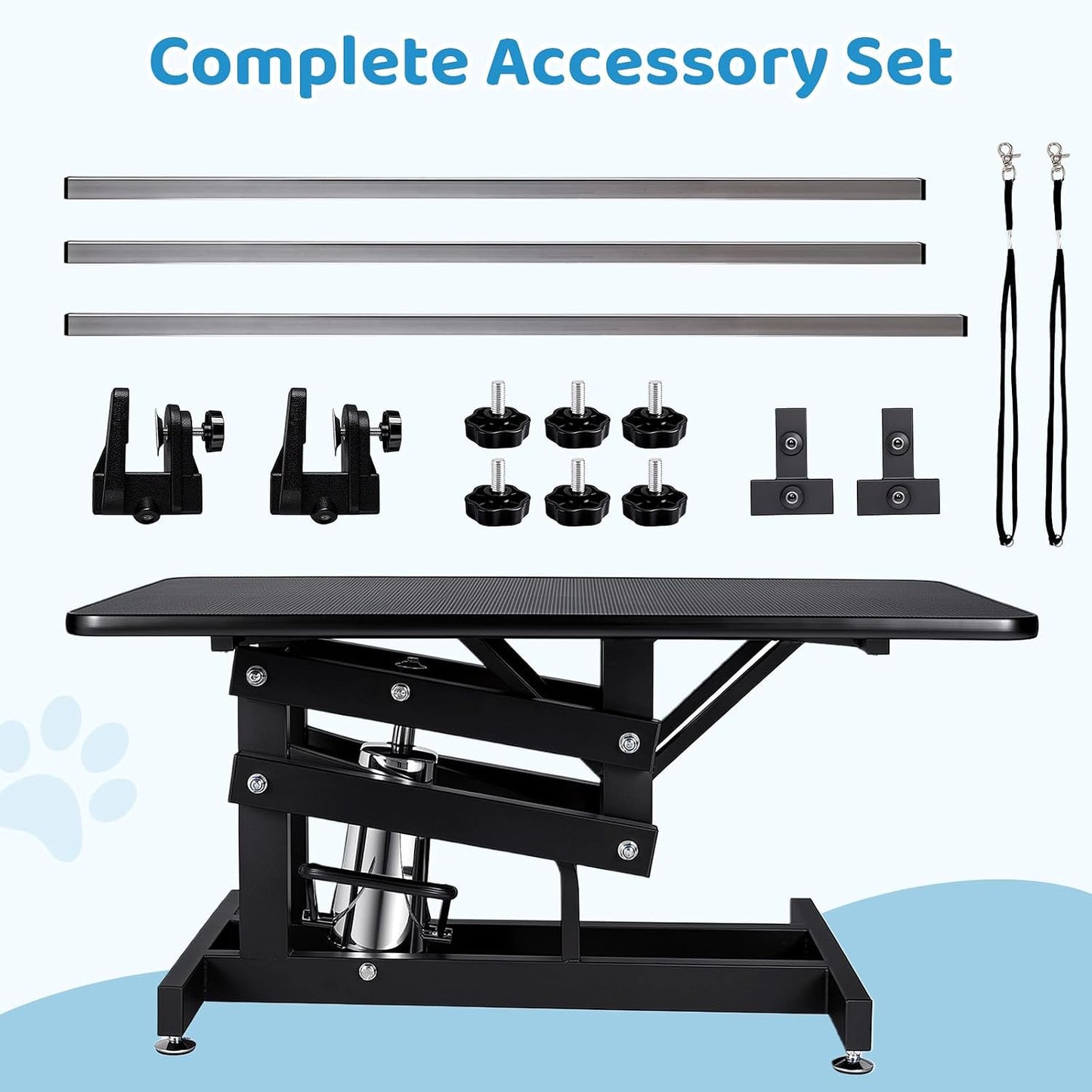 LAZY BUDDY 42.4in Professional Hydraulic Dog Grooming Table, Heavy Duty Pet Trimming Grooming Table with Adjustable Overhead Arm & Noose, 350lbs