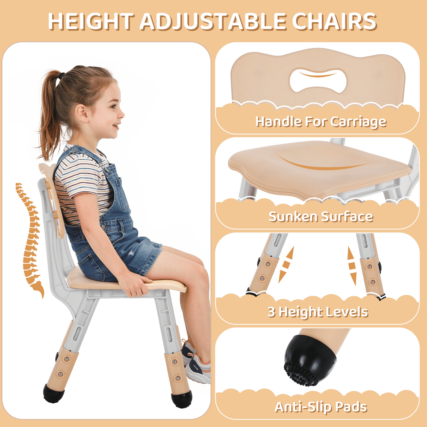 LAZY BUDDY Kids Table and 2 Chairs Set, Toddler Activity Table with Built-in Storage Shelf & Graffiti Desktop, Adjustable Chair