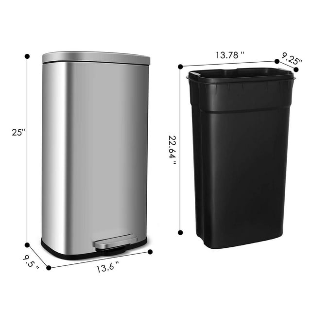 GARTIO 8 gal Stainless Steel Trash Can Kitchen Garbage Can