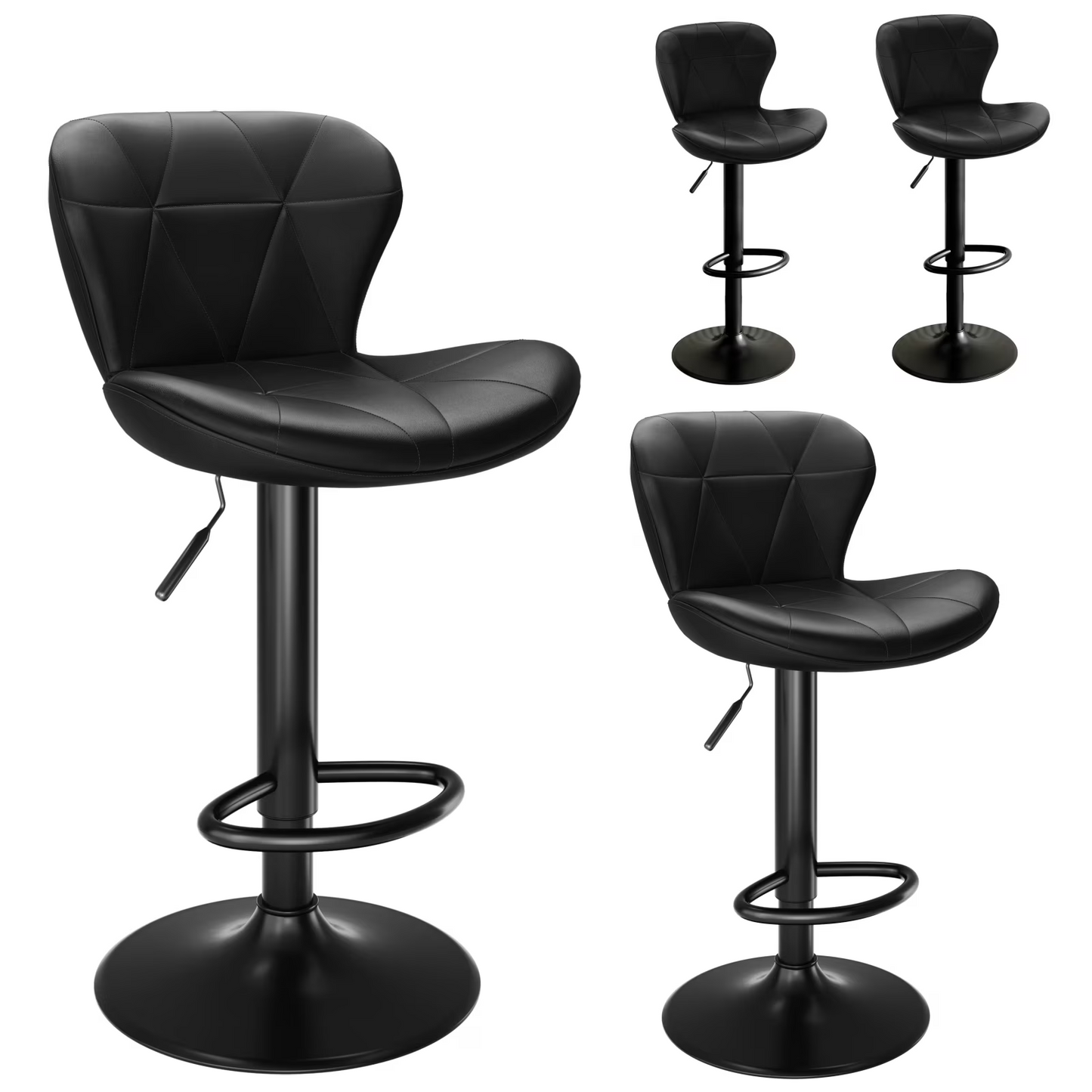 LAZY BUDDY Bar Stools Set of 2/4, Adjustable Counter Height Barstools Swivel Bar Chairs for Kitchen Island, Dining Room