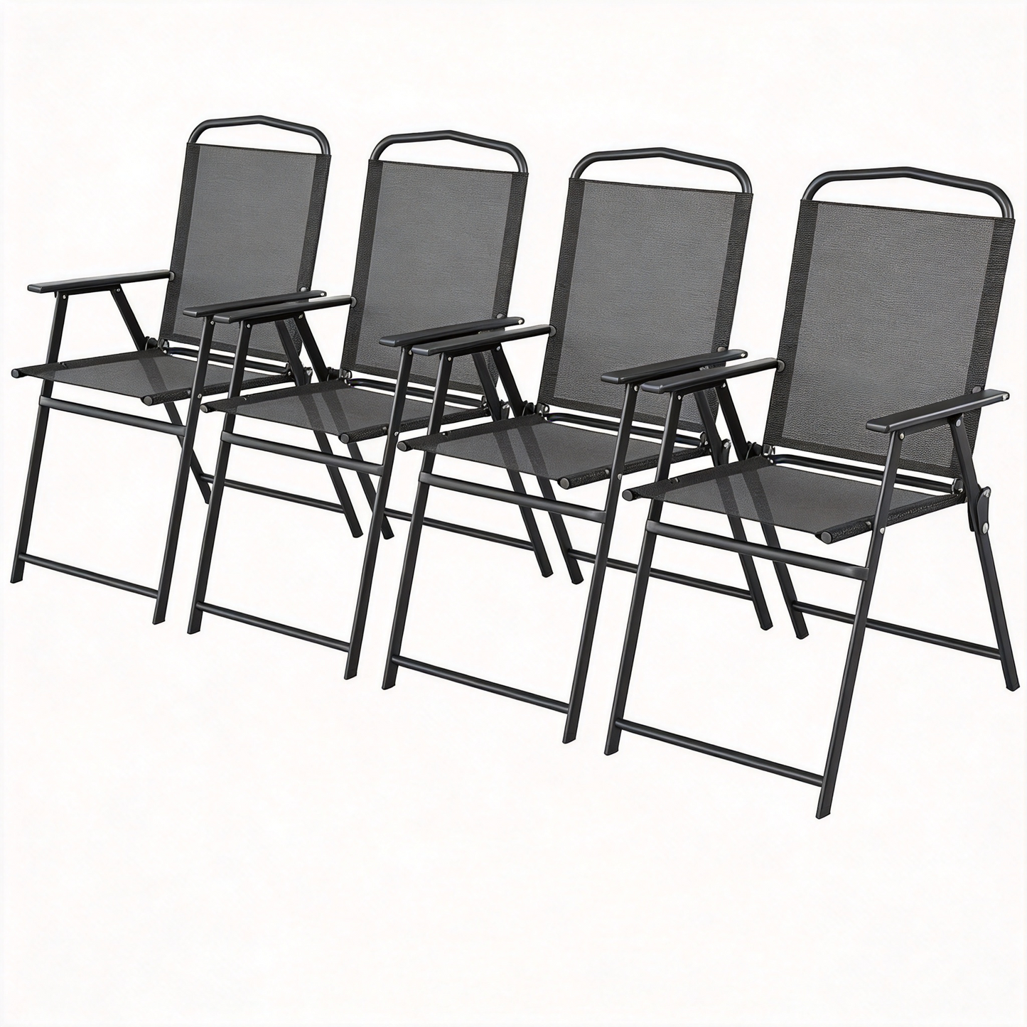 LAZY BUDDY Folding Patio Chairs Set of 2/4, Outdoor Dining Chairs with Armrests, Breathable Textilene & Steel Frame for Lawn, Garden, Yard or Poolside