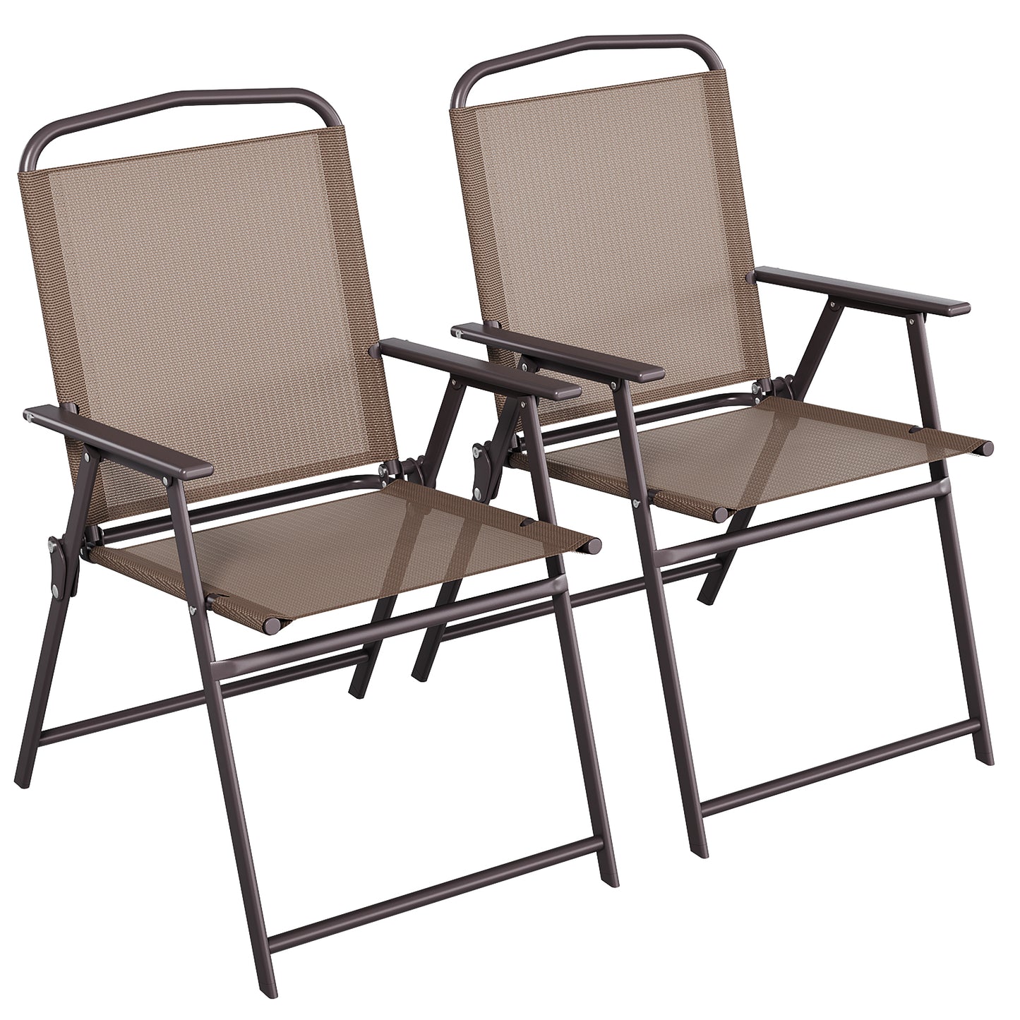 LAZY BUDDY Folding Patio Chairs Set of 2/4, Outdoor Dining Chairs with Armrests, Breathable Textilene & Steel Frame for Lawn, Garden, Yard or Poolside