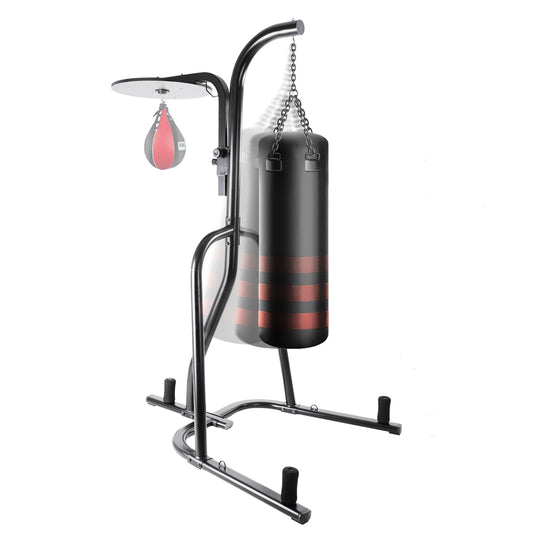 LAZY BUDDY Heavy Punching Bag Stand, Height Adjustable Boxing Stand for Heavy Bag and Speed Bag, with 3 Plate Pegs