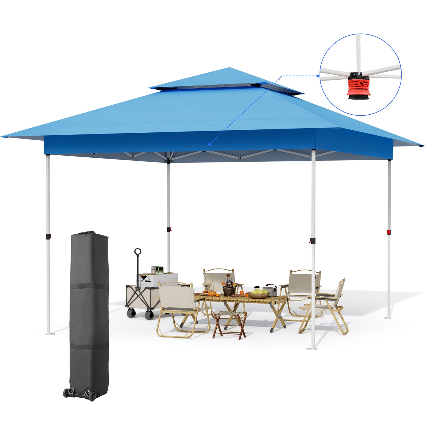 LAZY BUDDY Easy Set-up 12' x 12' Pop up Canopy Tent Heavy Duty Outdoor Camping Party Gazebo Tent Instant Canopy Shelter with Top Ventilation