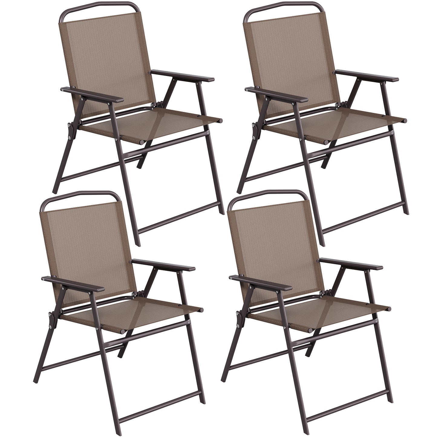 LAZY BUDDY Folding Patio Chairs Set of 2/4, Outdoor Dining Chairs with Armrests, Breathable Textilene & Steel Frame for Lawn, Garden, Yard or Poolside