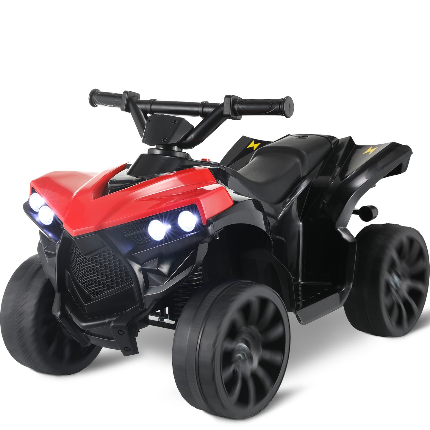 LAZY BUDDY 6V Battery Powered Kids Ride On ATV 4-Wheeler Quad w/ Music & LED Headlight