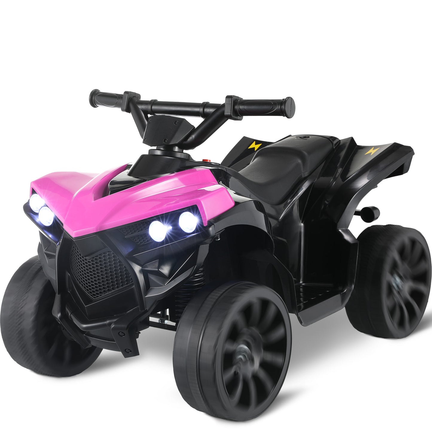 LAZY BUDDY 6V Battery Powered Kids Ride On ATV 4-Wheeler Quad w/ Music & LED Headlight