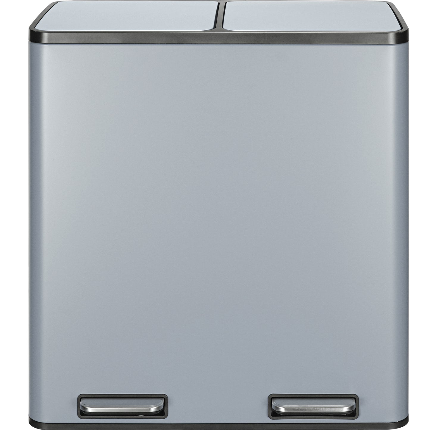 LAZY BUDDY Dual Garbage Can, Stainless Steel 16 Gallon Step Can W/ Foot Pedal, Double Compartment Garbage Recycling Bin