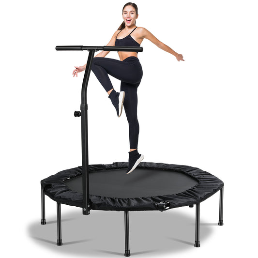 GARTIO 50" Fitness Trampoline Silent Mini Trampoline Bungee Rebounder Jumping Cardio Trainer Workout for Kids Adults Max Limit 330 lbs