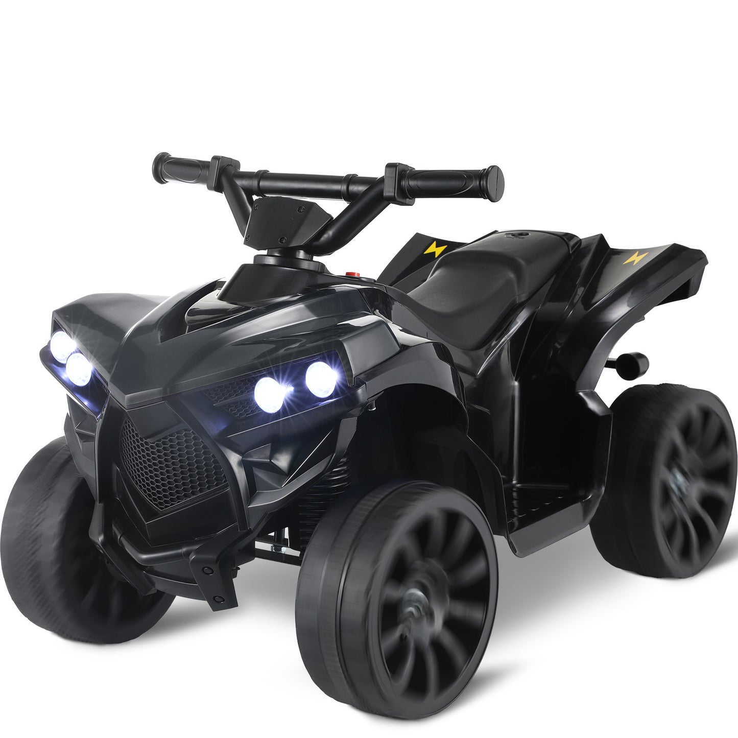 LAZY BUDDY 6V Battery Powered Kids Ride On ATV 4-Wheeler Quad w/ Music & LED Headlight