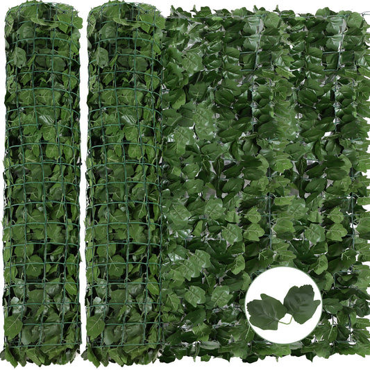 LAZY BUDDY 95”x40“ Artificial Faux Ivy Hedge Privacy Fence Screen, Privacy Wall UV-Anti Vine Leaf Wall Panels for Outdoor Decor, Garden, Yard - Green