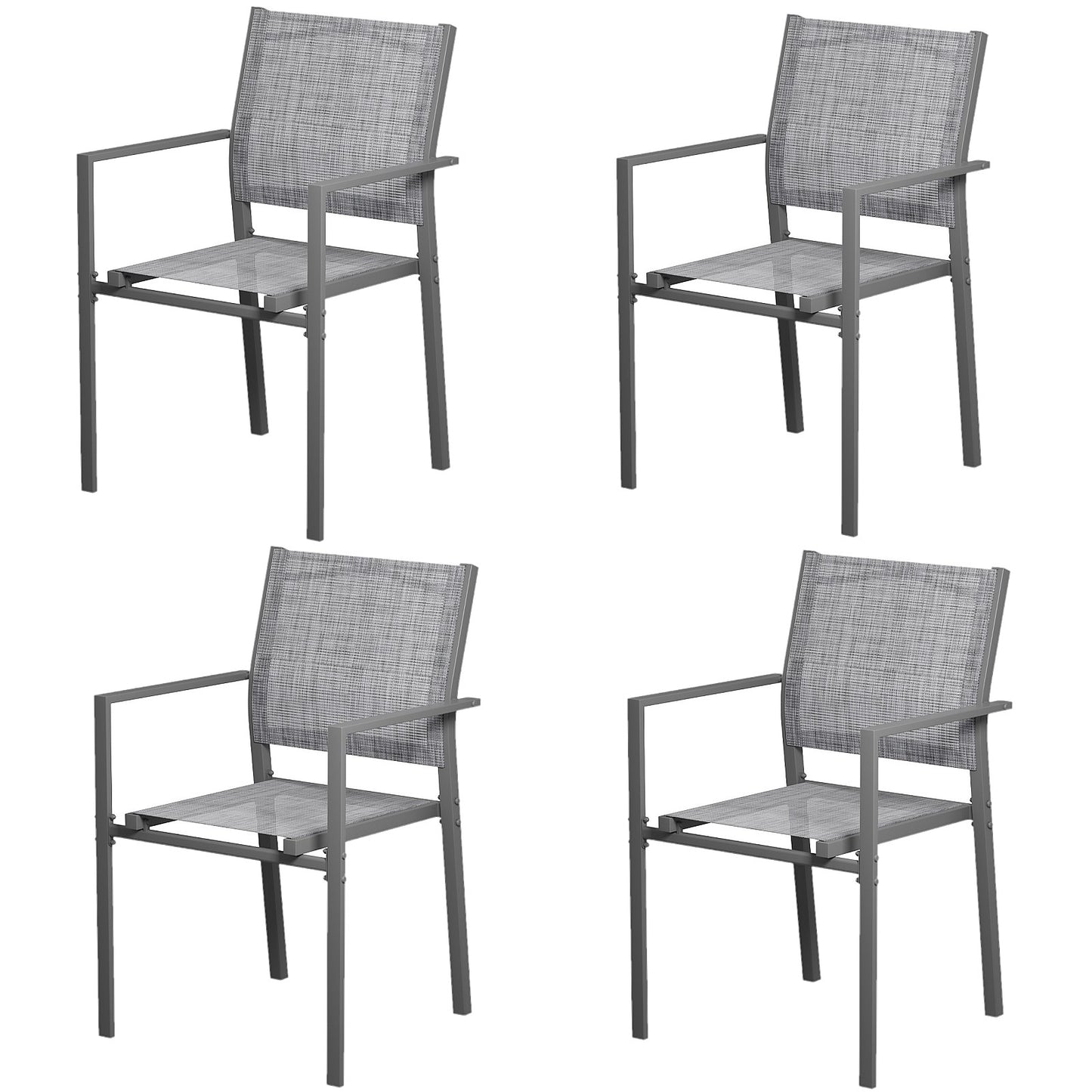 LAZY BUDDY Patio Dining Chairs Set of 6, Stackable Outdoor Dining Chairs with Arms, Outdoor Dining Furniture with Metal Frame & Breathable Textilene Fabric, for Garden, Backyard, Lawn, Poolside