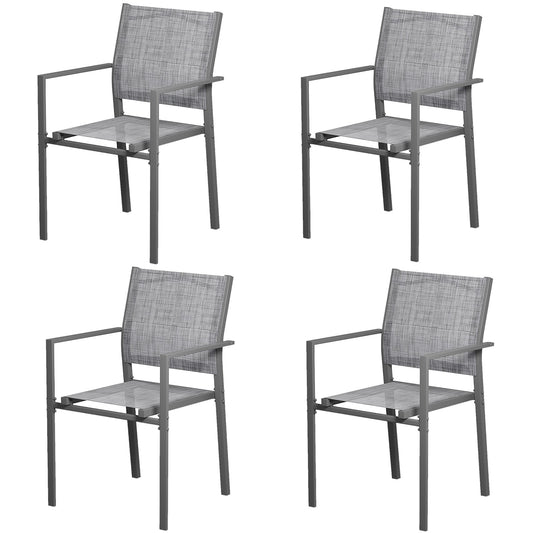 LAZY BUDDY Patio Dining Chairs Set of 6, Stackable Outdoor Dining Chairs with Arms, Outdoor Dining Furniture with Metal Frame & Breathable Textilene Fabric, for Garden, Backyard, Lawn, Poolside