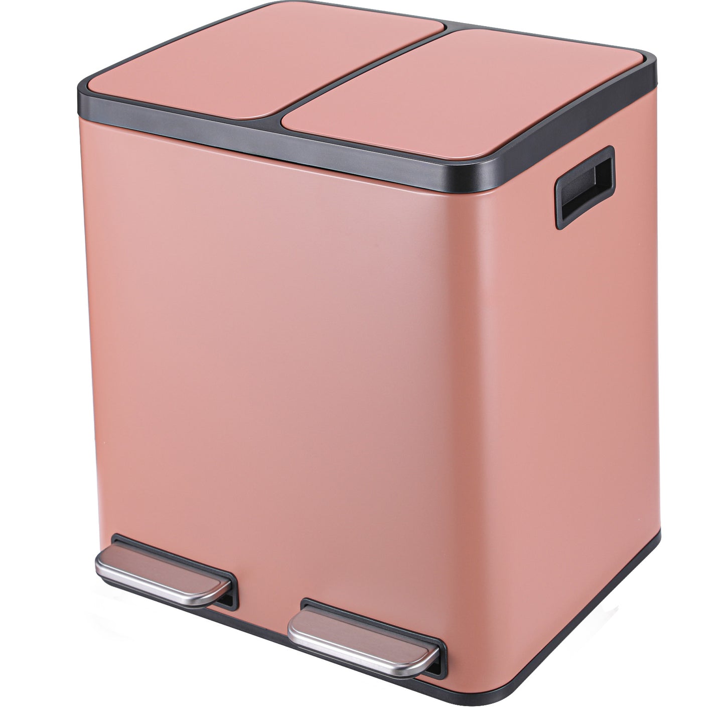 LAZY BUDDY 48L / 30L Dual Trash Can, 12.7 / 8 Gallon Stainless Steel Step Garbage Recycle Bin with Double Compartments