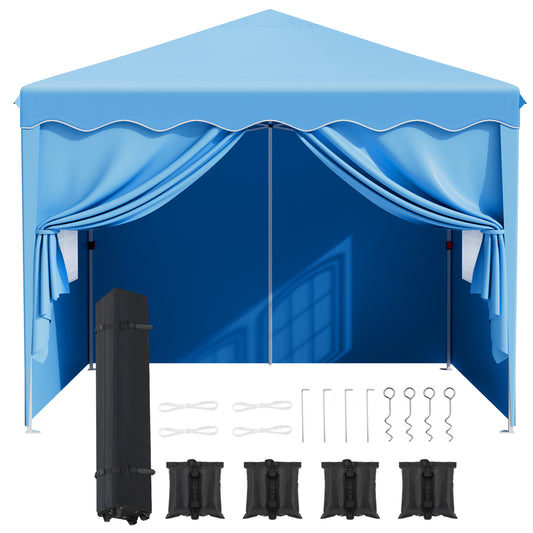 LAZY BUDDY 10'x10' Ez Pop Up Canopy Tent Wedding Party Instant Gazebo Tent Outdoor Shelter with 4 Sidewalls