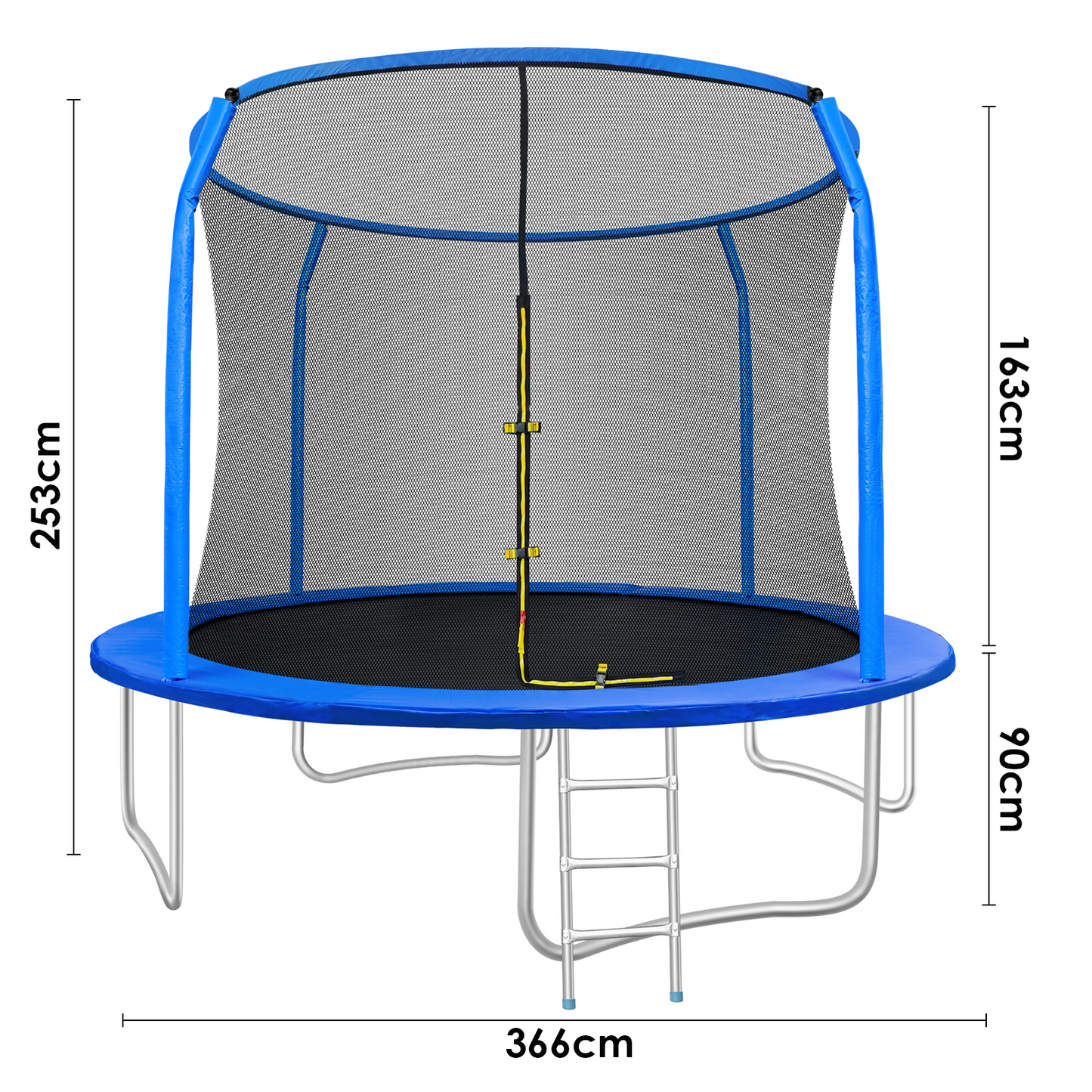 LAZY BUDDY 12FT Round Trampoline for Kids with Safety Enclosure Net & Ladder, Outdoor Trampoline Rebounder 330lbs Capacity