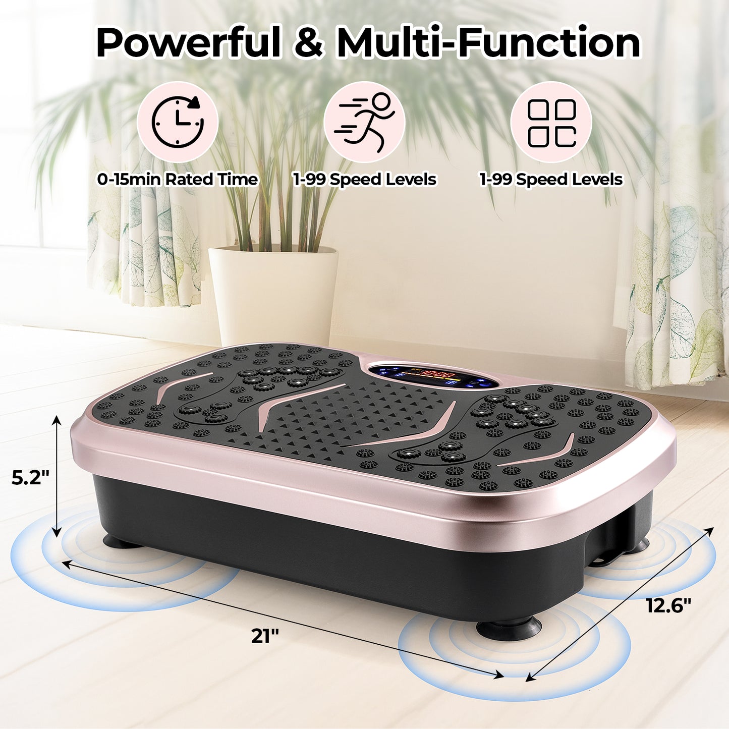 LAZY BUDDY Vibration Plate Exercise Machine Lymphatic Drainage Platform Whole Body Shaker w/ 2 Resistance Bands, Home Workout Training Equipment for Weight Loss & Toning, 265lbs