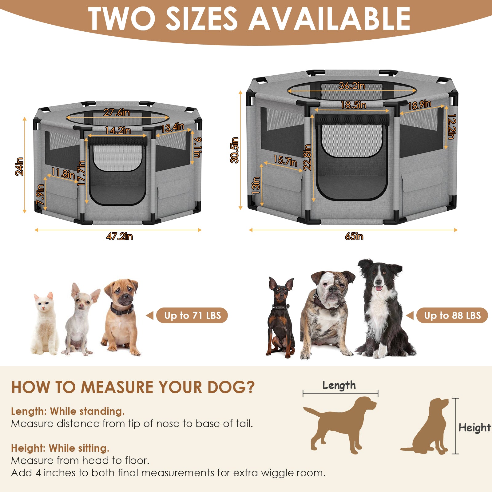 dog play tent LAZY BUDDY Pet Playpen 47"/65" Exercise Dog Play Tent Mesh Kennel Crat – lazybuddys